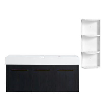 Modern Wall Mounted Vanity with Resin Sink Rack