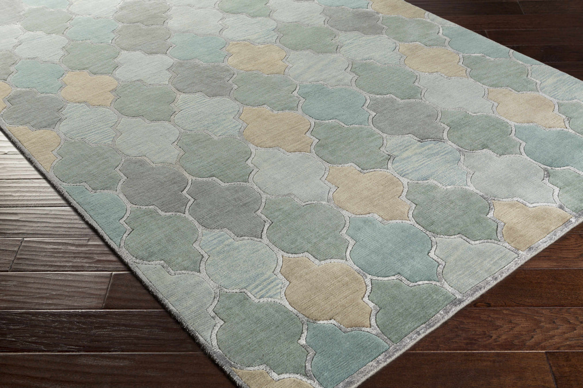 Eads Area Rug aqua and beige trellis pattern by Boutique Rugs on Tampa Home & Garden Store