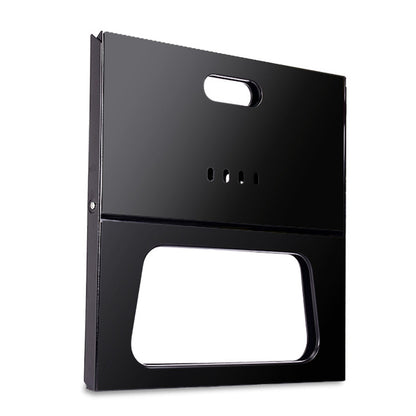 Portable foldable charcoal grill frame in black with handle cutout and vent slots GemGear on Tampa Home & Garden Store