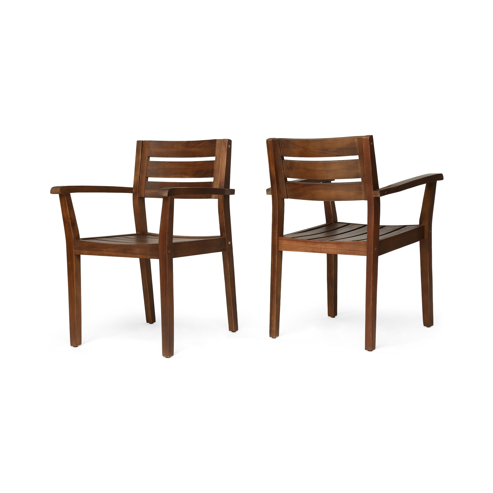 7 Pieces Acacia Wood Outdoor Dining Set by HouseOfZazla, two brown chairs shown on Tampa Home & Garden Store
