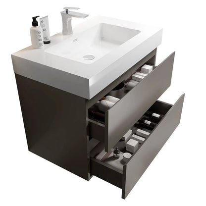 Alice bathroom vanity with sink, white countertop and gray cabinet, wall-mounted unit on Tampa Home & Garden Store