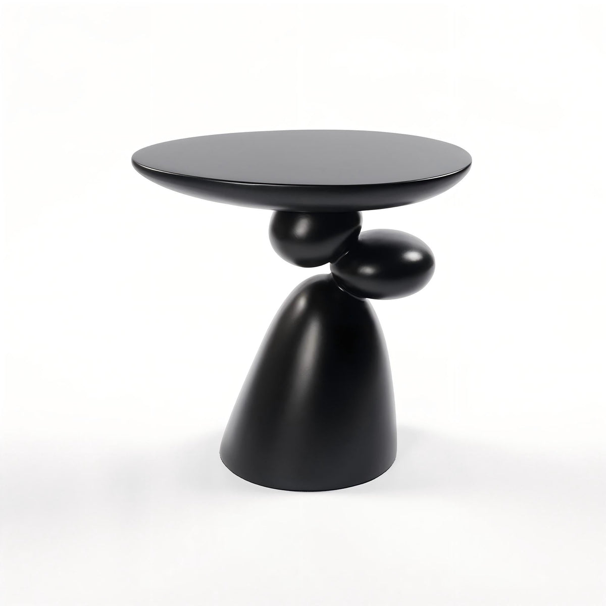 Lucky Stone Shaped Table with Sculptural Base end table in glossy black by HouseOfZazla on Tampa Home & Garden Store