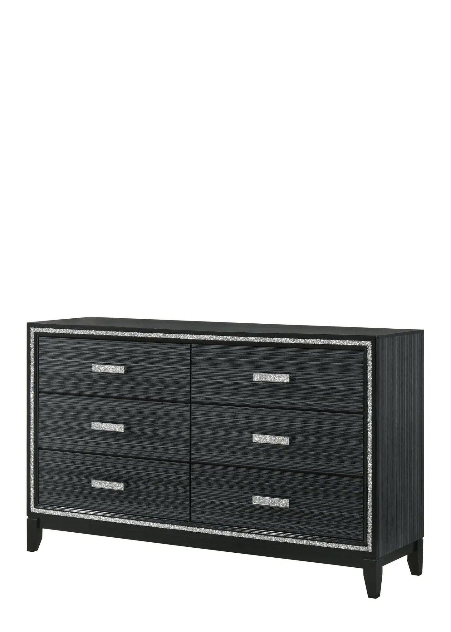 Haiden Dresser with Silver Trim Six Drawers