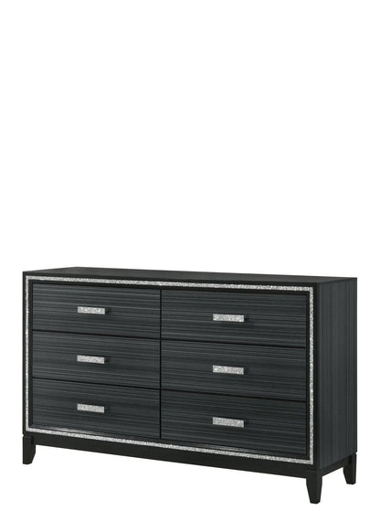 Haiden Dresser with Silver Trim Six Drawers