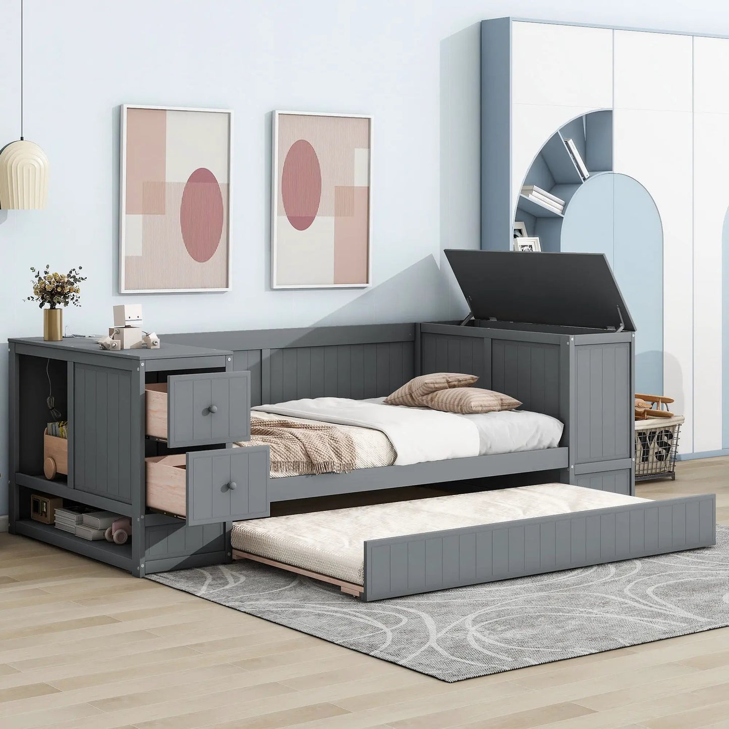 Daybed with Storage Arms and Charging Station
