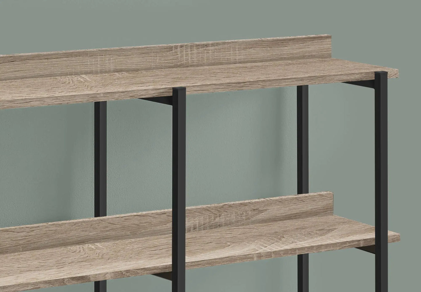 Accent Console Table with natural wood planks and black metal frame, symmetrical display on Tampa Home & Garden Store