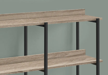 Accent Console Table with natural wood planks and black metal frame, symmetrical display on Tampa Home & Garden Store