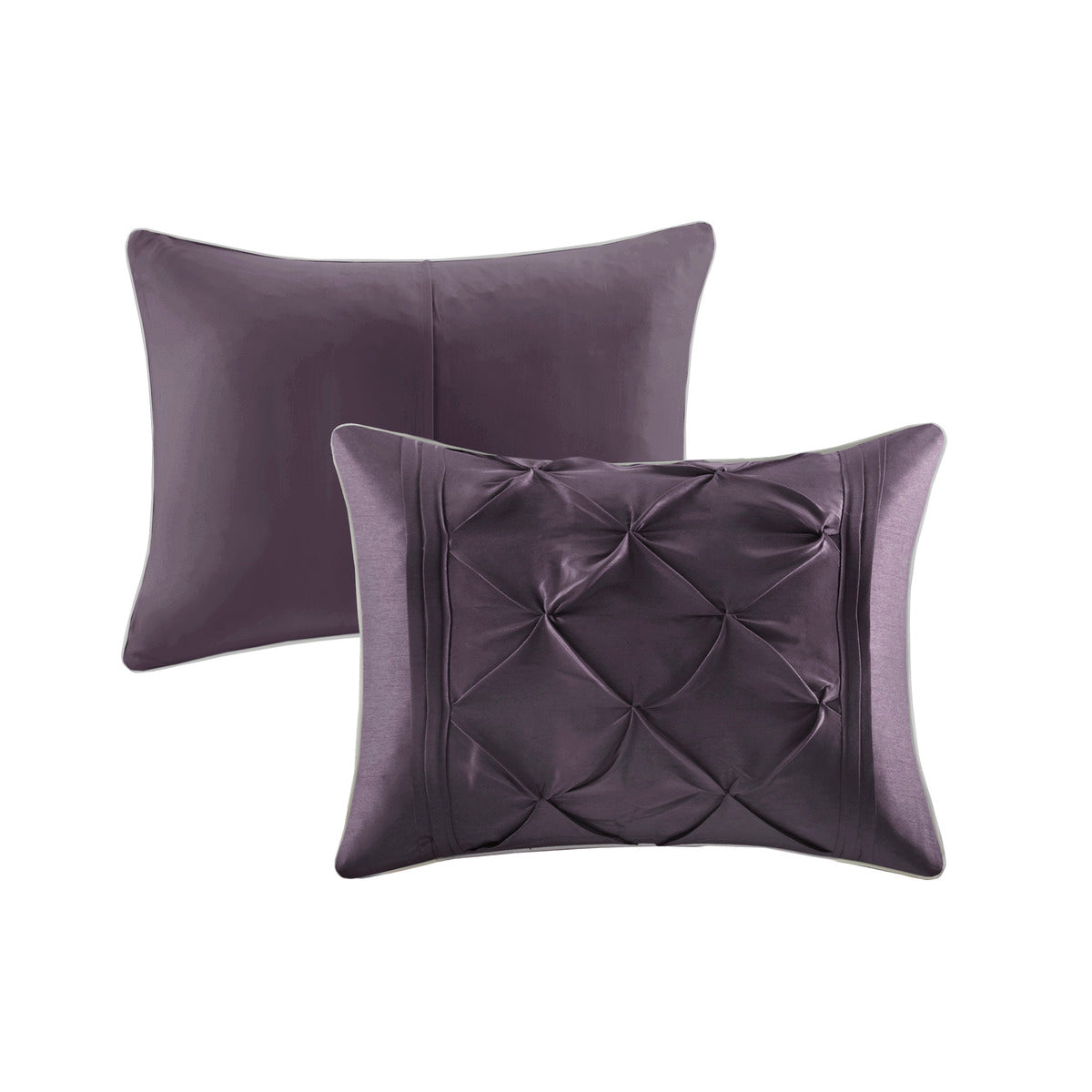 7 Piece Tufted Comforter Set Plum Queen decorative pillows (2) by HouseOfZazla on Tampa Home & Garden Store