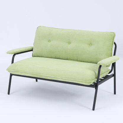 Modern metal frame stationary sofa with lime green ribbed cushions and sponge filling on Tampa Home & Garden Store