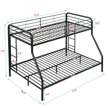 Modern Metal Twin Over Full Bunk Bed and Trundle