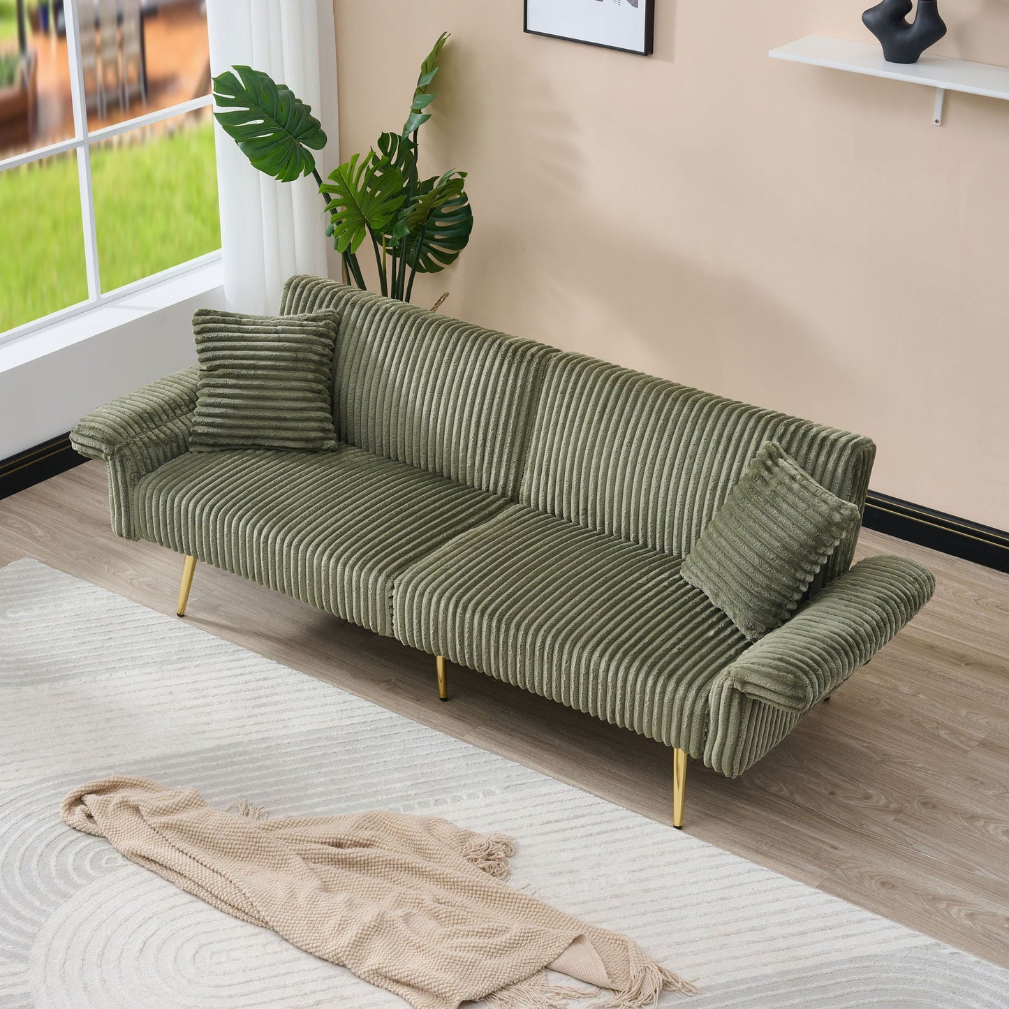 Luxury Foldable Double Sofa Bed With Armrests