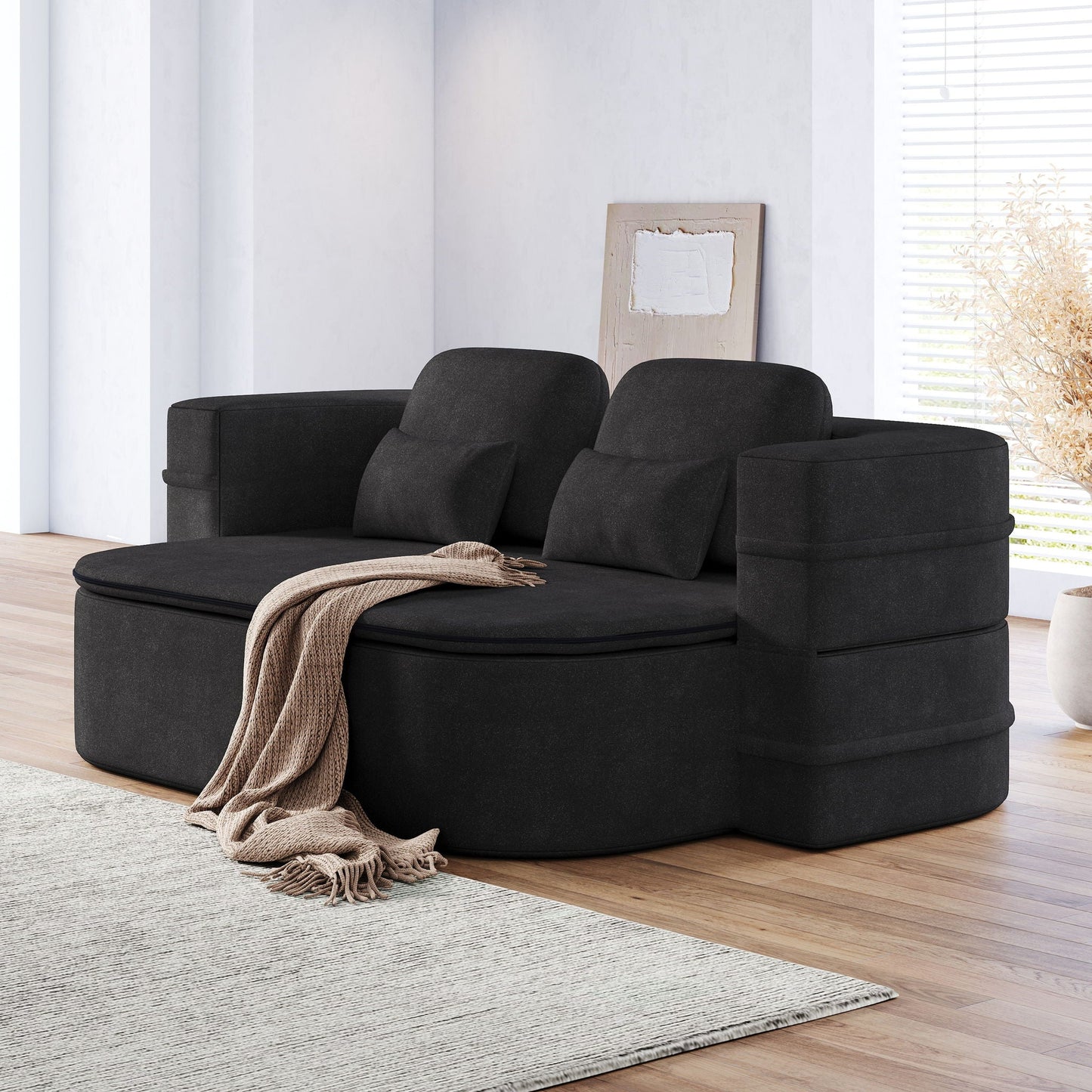 Foldable Sofa Bed with a Multi Functional Blanket