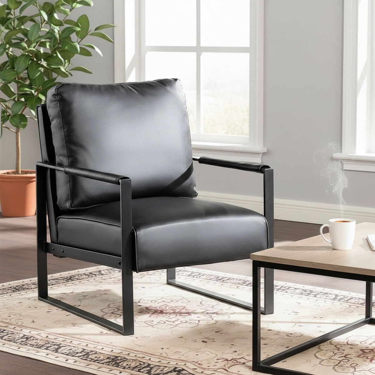 Mid Century Modern Chair With a Metal Frame