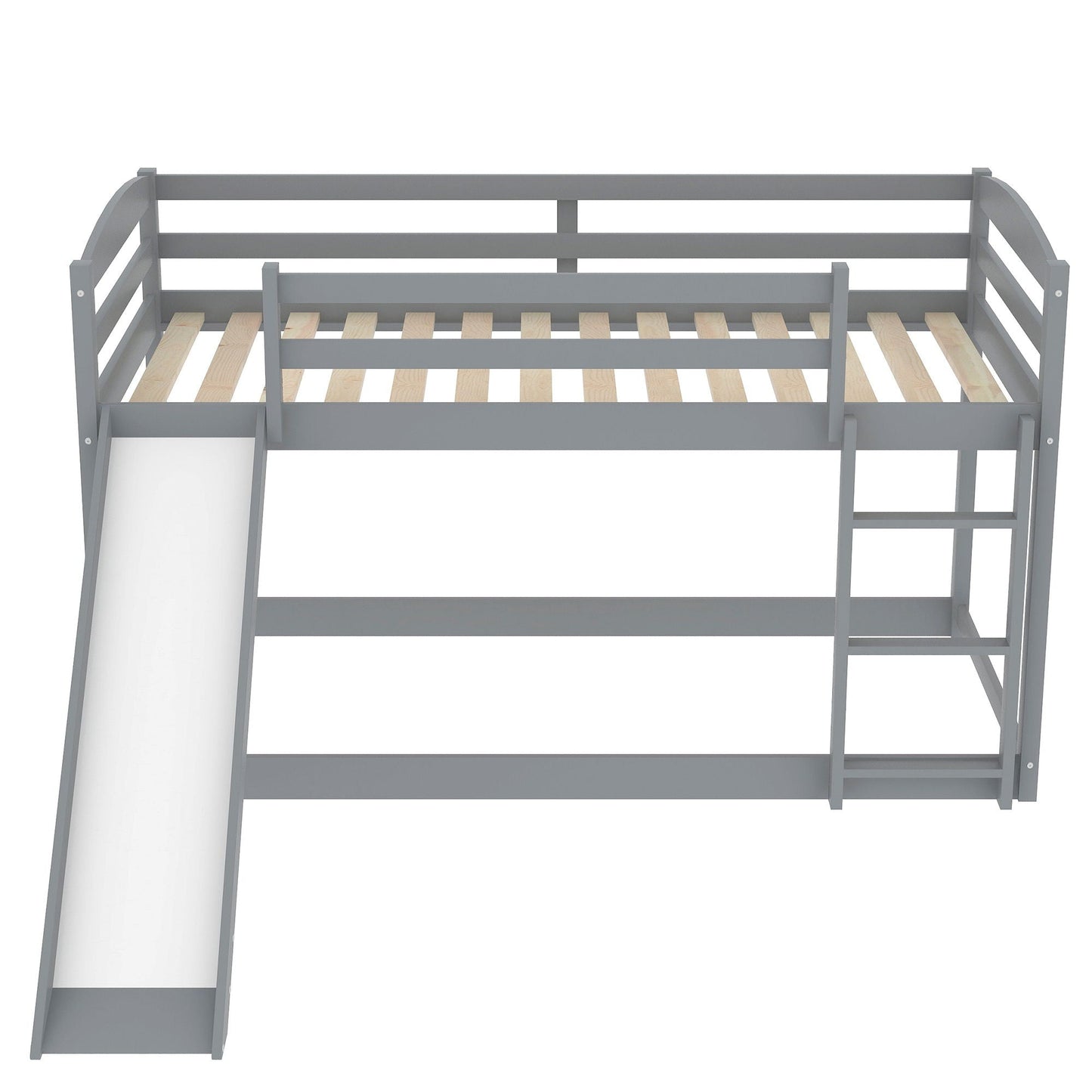 Durable Bunk Bed With Convertible Slide And Ladder, gray frame, right-side ladder on Tampa Home & Garden Store