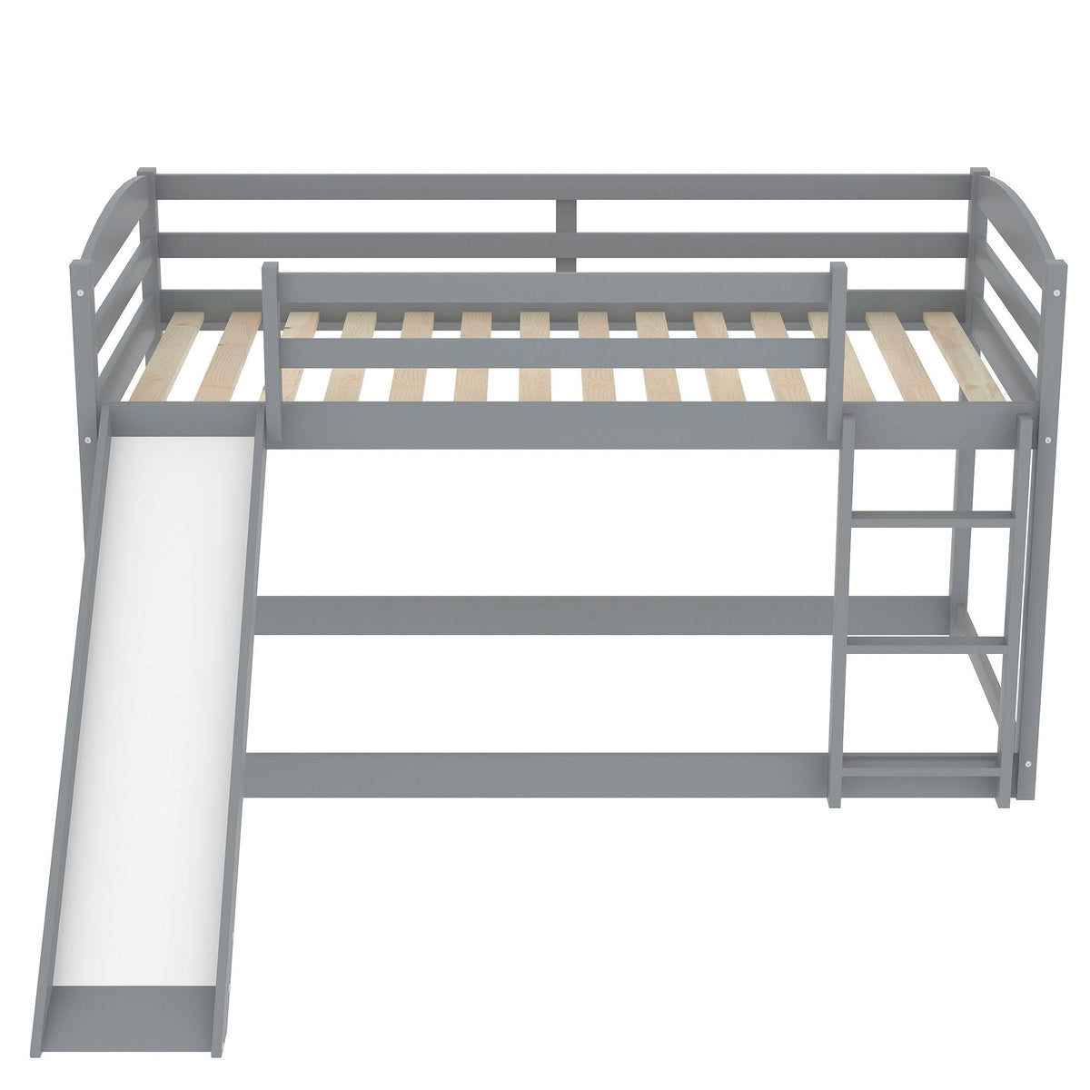 Durable Bunk Bed With Convertible Slide And Ladder, gray frame, right-side ladder on Tampa Home & Garden Store