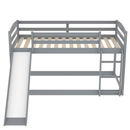 Durable Bunk Bed With Convertible Slide And Ladder, gray frame, right-side ladder on Tampa Home & Garden Store