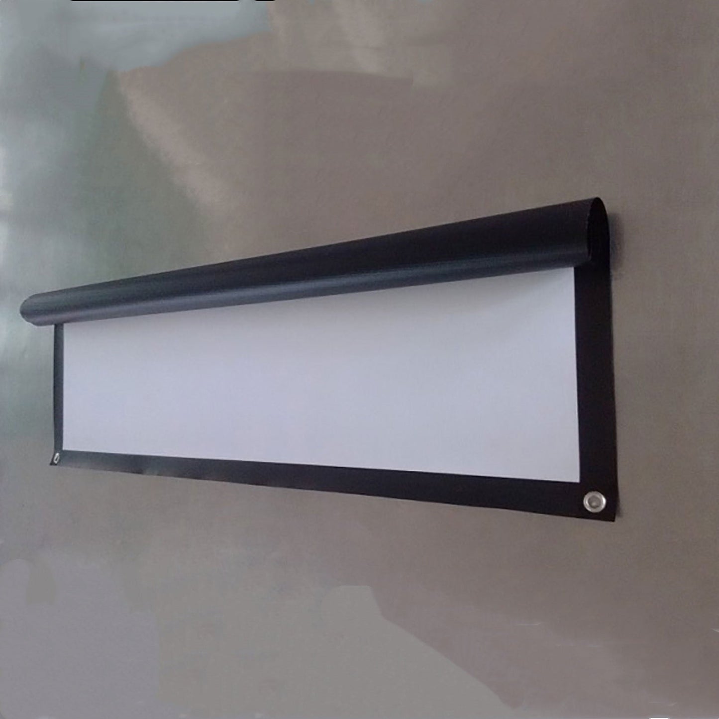 Projector HD screen wall-mounted pull-down with white surface and black housing My Store on Tampa Home & Garden Store