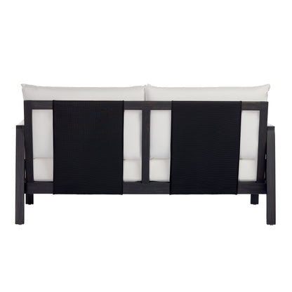 Outdoor Acacia Wood Loveseat and Coffee Table Set
