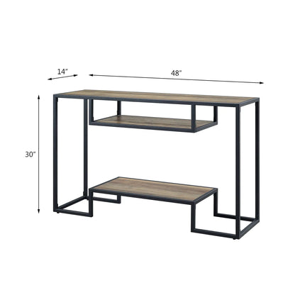 Idella sofa table rustic oak top with black frame 48 in long 30 in high Unique Piece Furniture on Tampa Home & Garden Store