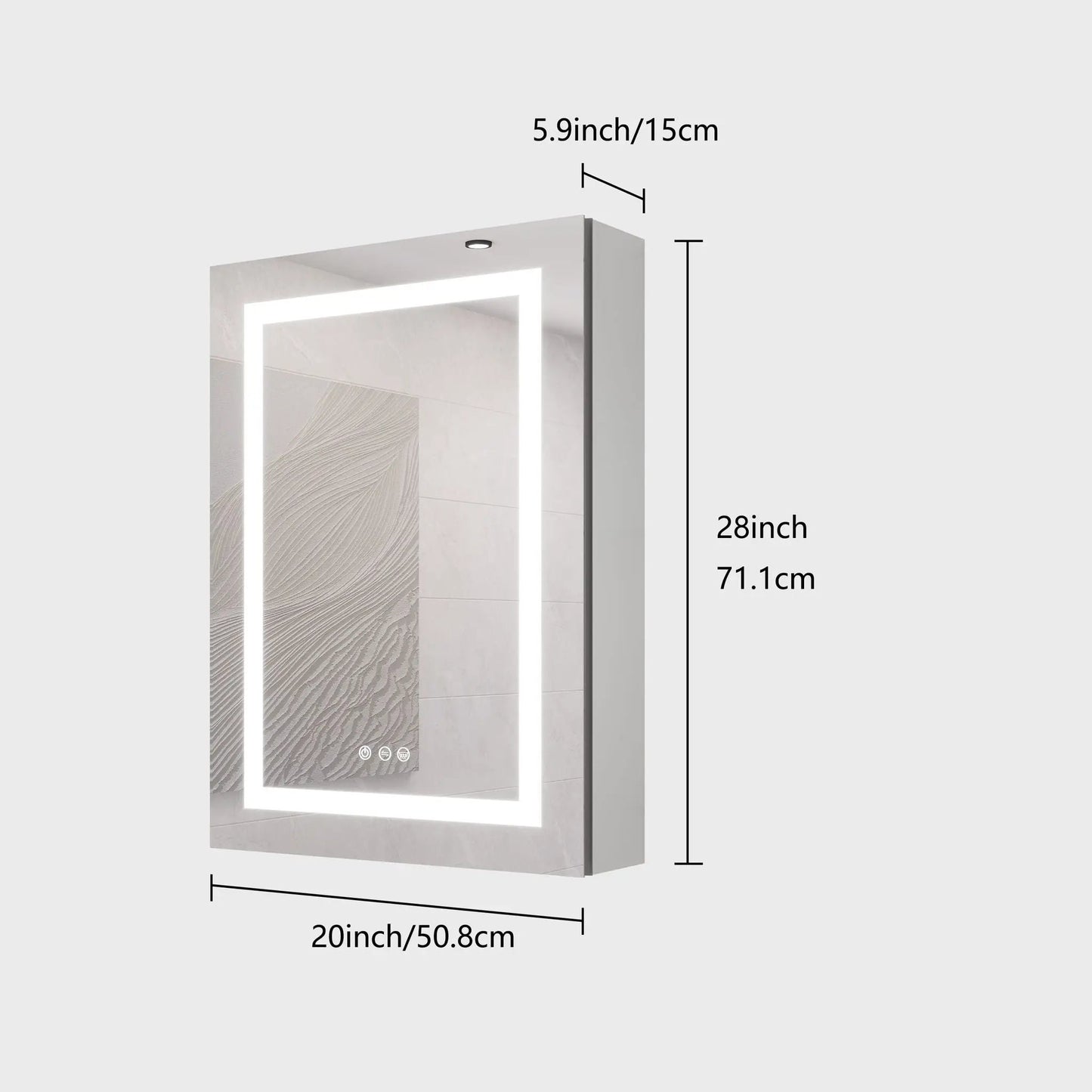 Bathroom medicine cabinet with LED mirror, wall-mount, silver finish, 20x28, dimmable on Tampa Home & Garden Store