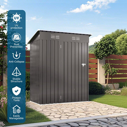 5 X 3 Ft Metal Shed with a Gray Pitched Roof