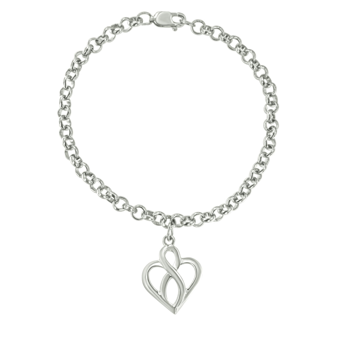 Sterling silver open heart with vertical infinity charm bracelet, size 7 on Tampa Home & Garden Store