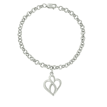 Sterling silver open heart with vertical infinity charm bracelet, size 7 on Tampa Home & Garden Store