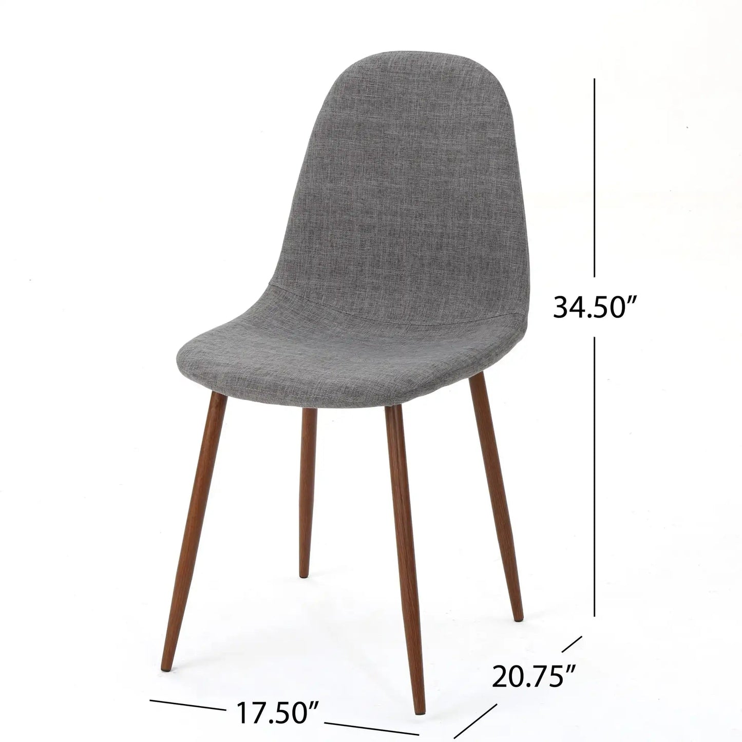 Modern Minimalist Fabric Dining Chair with gray upholstery and wooden legs on Tampa Home & Garden Store