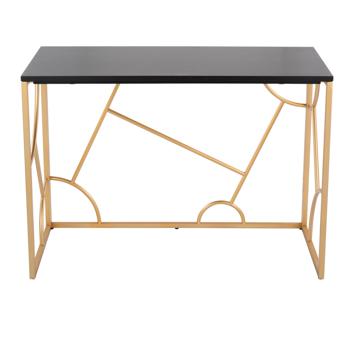 Contemporary writing desk with black top and gold geometric metal frame by HouseOfZazla on Tampa Home & Garden Store