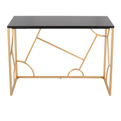 Contemporary writing desk with black top and gold geometric metal frame by HouseOfZazla on Tampa Home & Garden Store