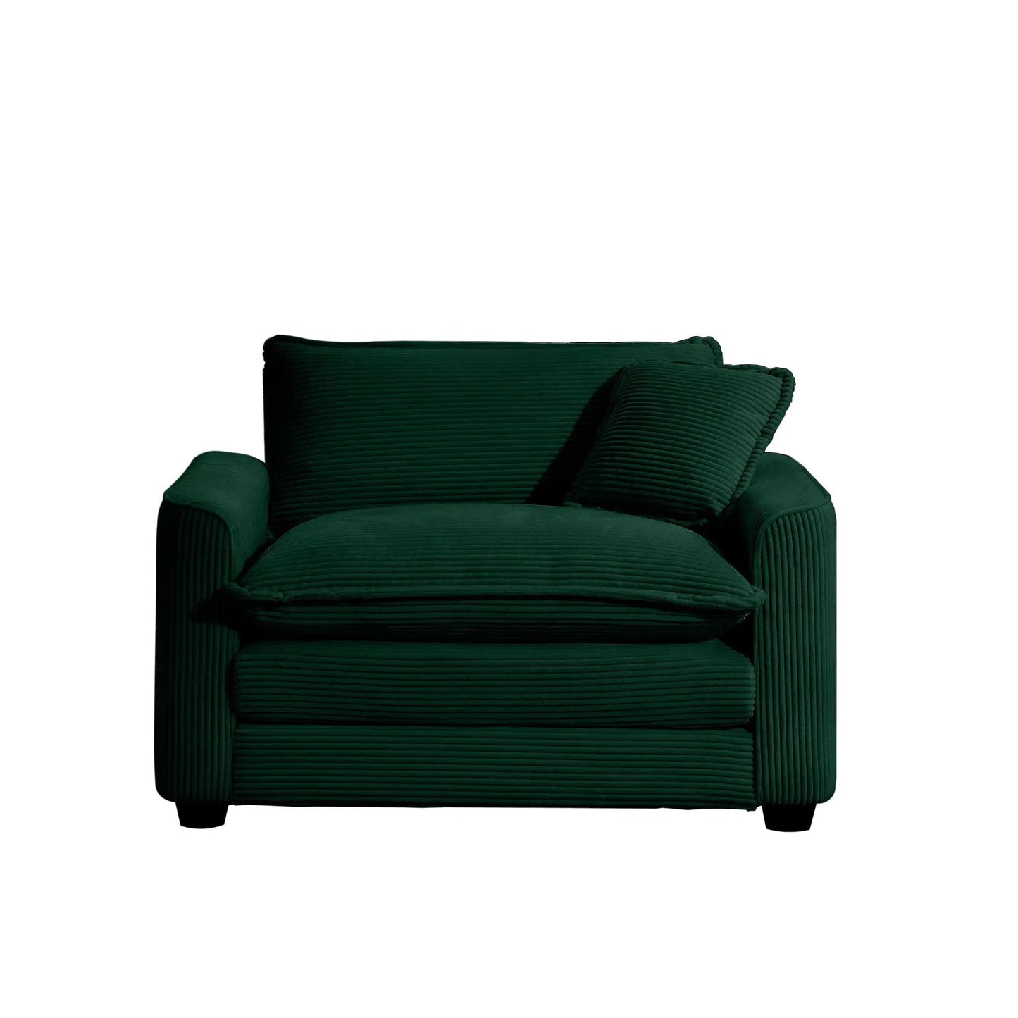 Modern Classic Fabric Single Arm Chair in dark green corduroy with pillow on Tampa Home & Garden Store
