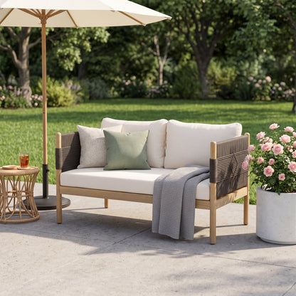 Acacia Loveseat With Diamond Rope And Cushions