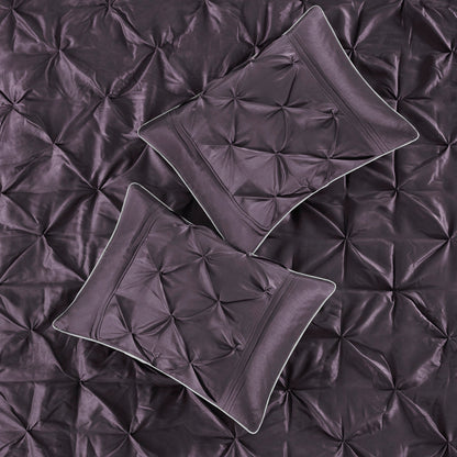 Seven Piece Tufted Comforter Set in a Plum
