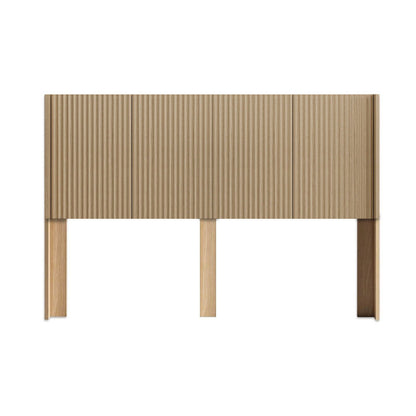 Modern wide wall-mounted fluted panel headboard in light brown wood finish by HouseOfZazla on Tampa Home & Garden Store