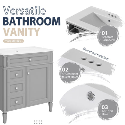 Bathroom vanity with medicine cabinet by HouseOfZazla in gray with 2 soft-close doors 4 drawers on Tampa Home & Garden Store