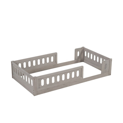 HouseOfZazla platform bed frame with guardrails in gray metal on Tampa Home & Garden Store