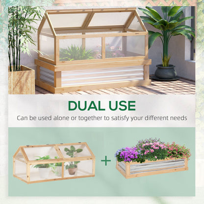 Outsunny raised wooden garden bed with polycarbonate greenhouse, natural finish, 48x24x32 on Tampa Home & Garden Store