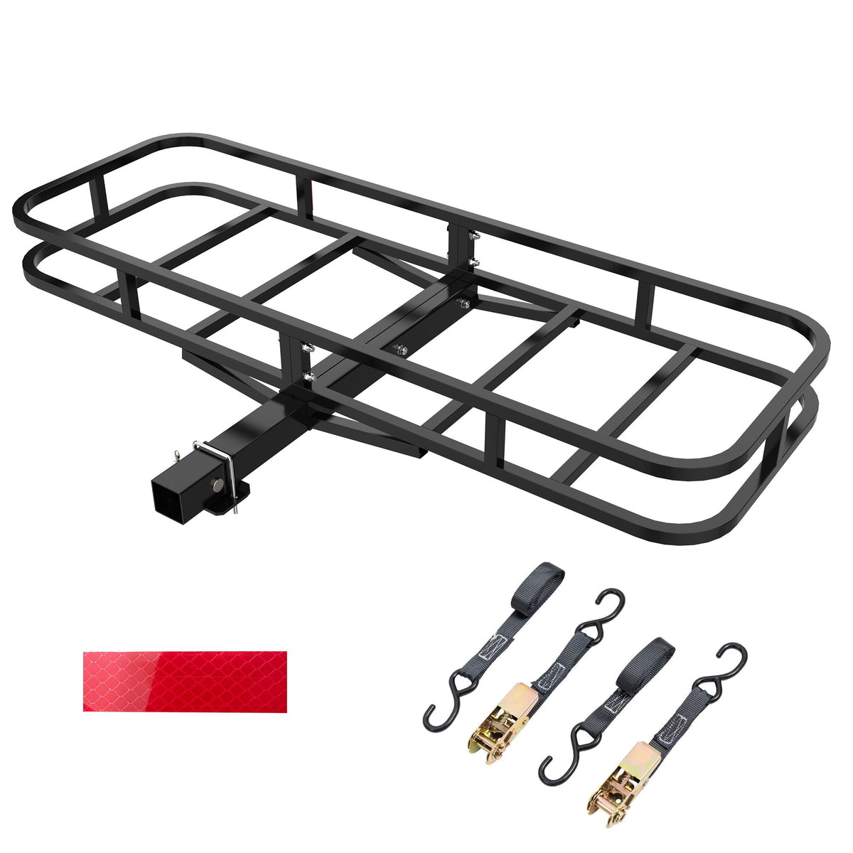 Black heavy-duty alloy steel cargo basket frame with bolted uprights and 500 lb capacity on Tampa Home & Garden Store
