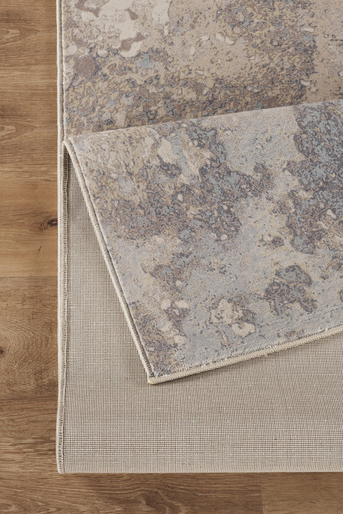Artistic Modern Lime Polyester area rug by HouseOfZazla with abstract beige-gray-blue pattern on Tampa Home & Garden Store