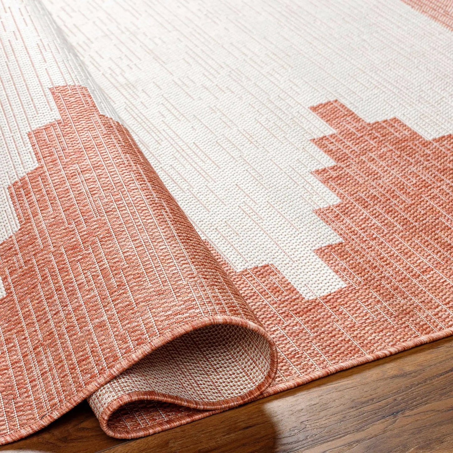 Djugun Peach Fuzz indoor & outdoor rug with peach and cream woven texture Boutique Rugs on Tampa Home & Garden Store