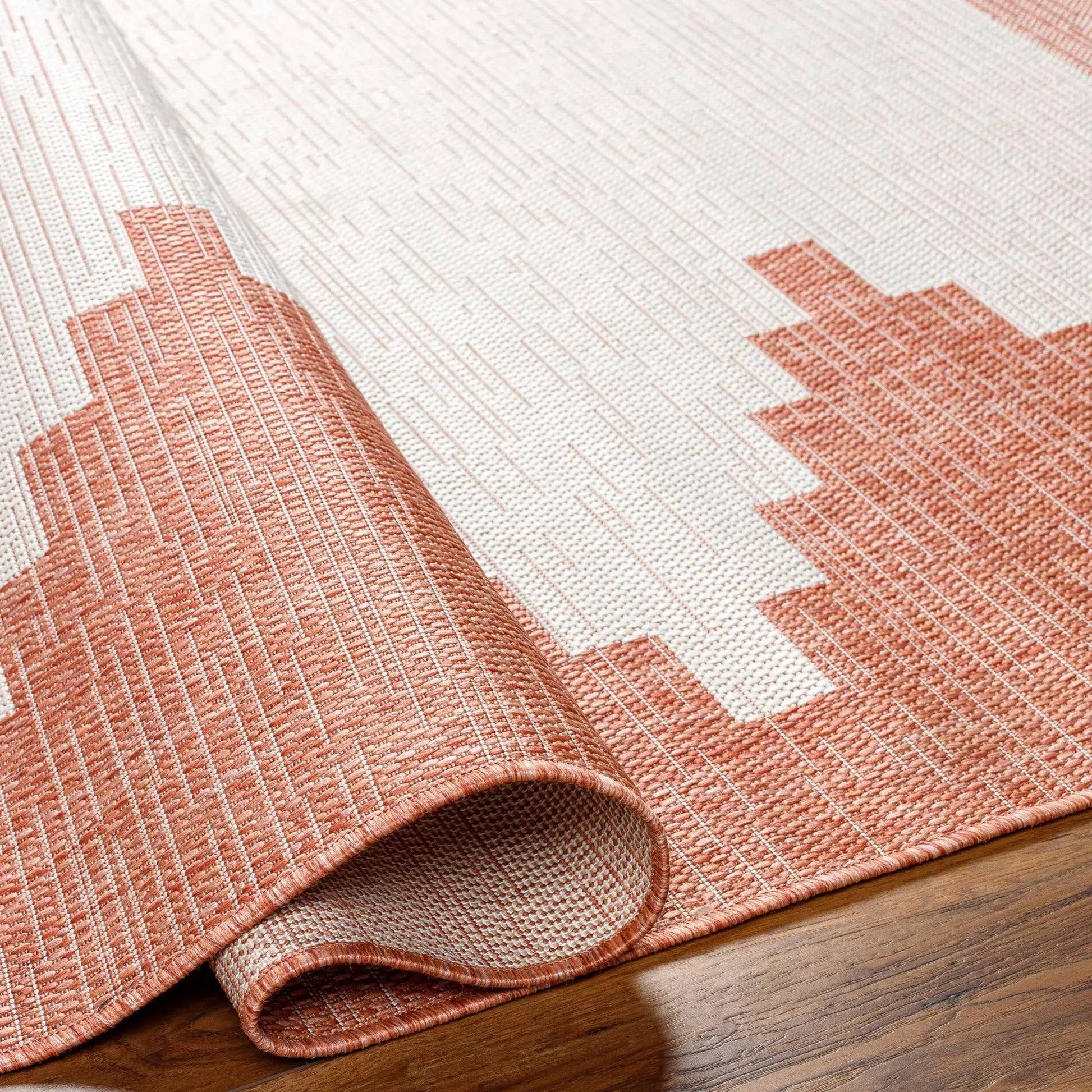 Djugun Peach Fuzz indoor & outdoor rug with peach and cream woven texture Boutique Rugs on Tampa Home & Garden Store