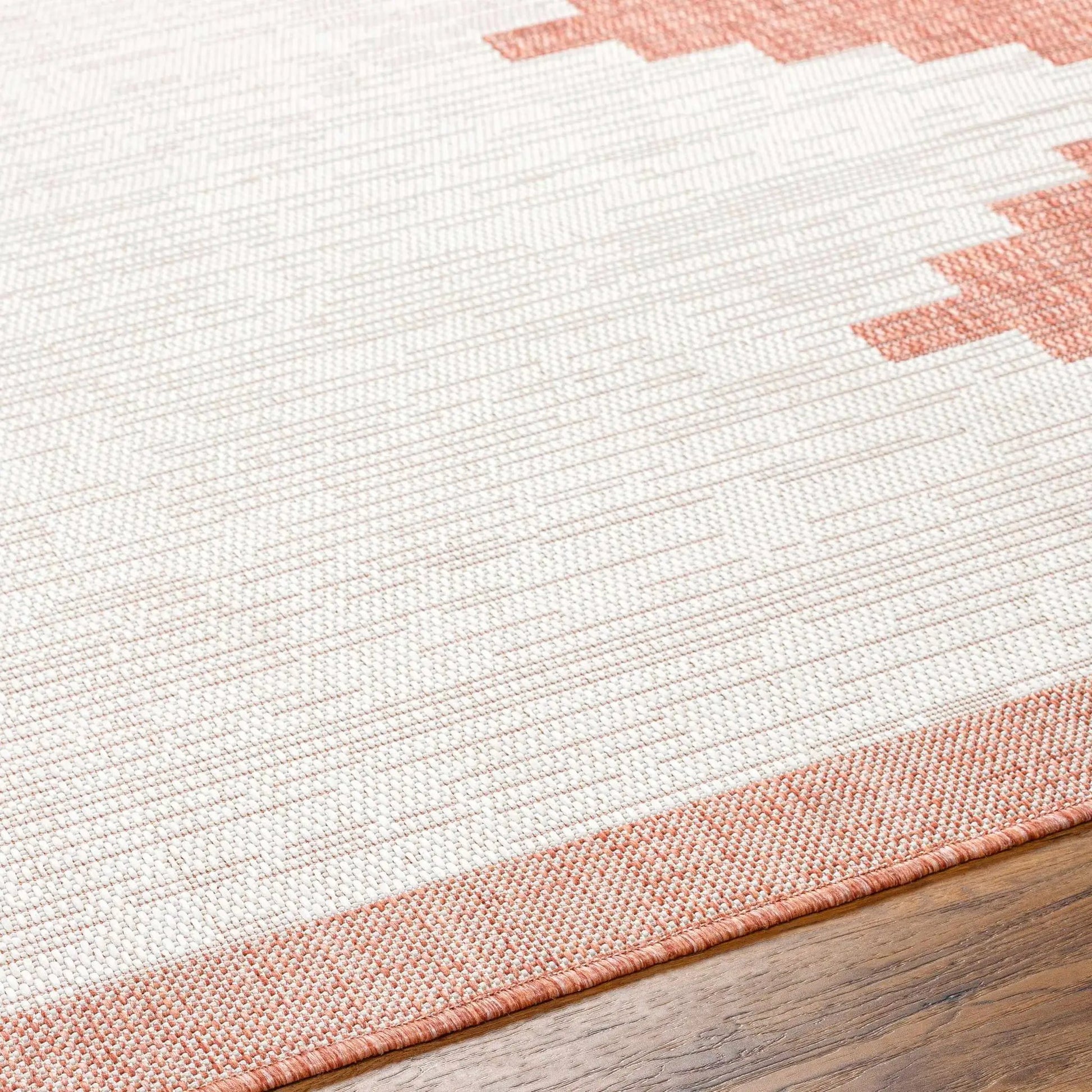 Djugun Peach Fuzz Indoor & Outdoor Area Rug peach border, Boutique Rugs on Tampa Home & Garden Store