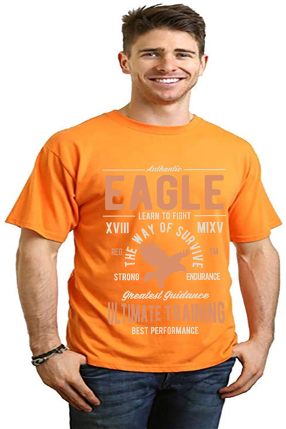 Men's orange Spun Bamboo short sleeve graphic T-shirt with eagle print on Tampa Home & Garden Store