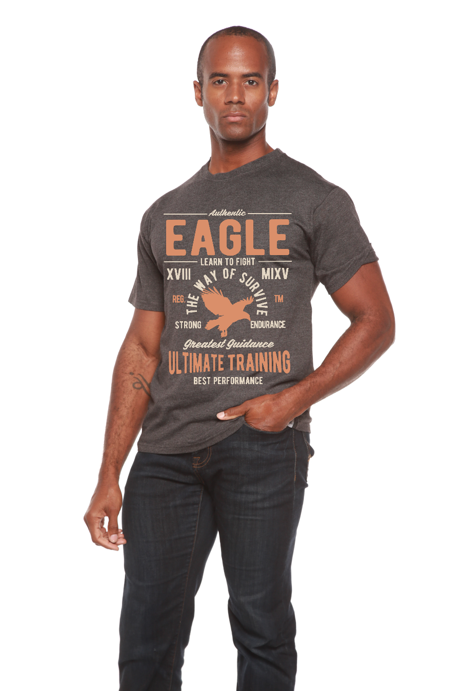 Men's Eagle graphic tee by Spun Bamboo in charcoal grey bamboo viscose/organic cotton blend on Tampa Home & Garden Store
