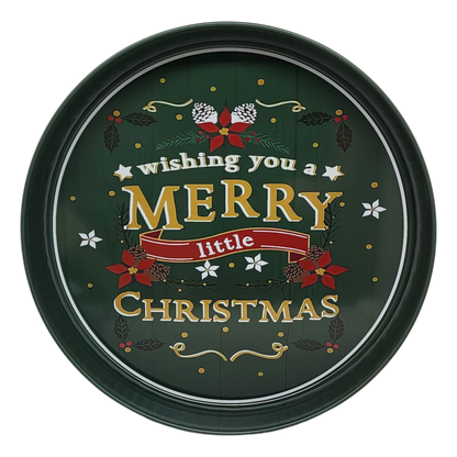 Grand plateau rond et profond de 34 cm (13,5 pouces) - Je vous souhaite un joyeux petit Noël
