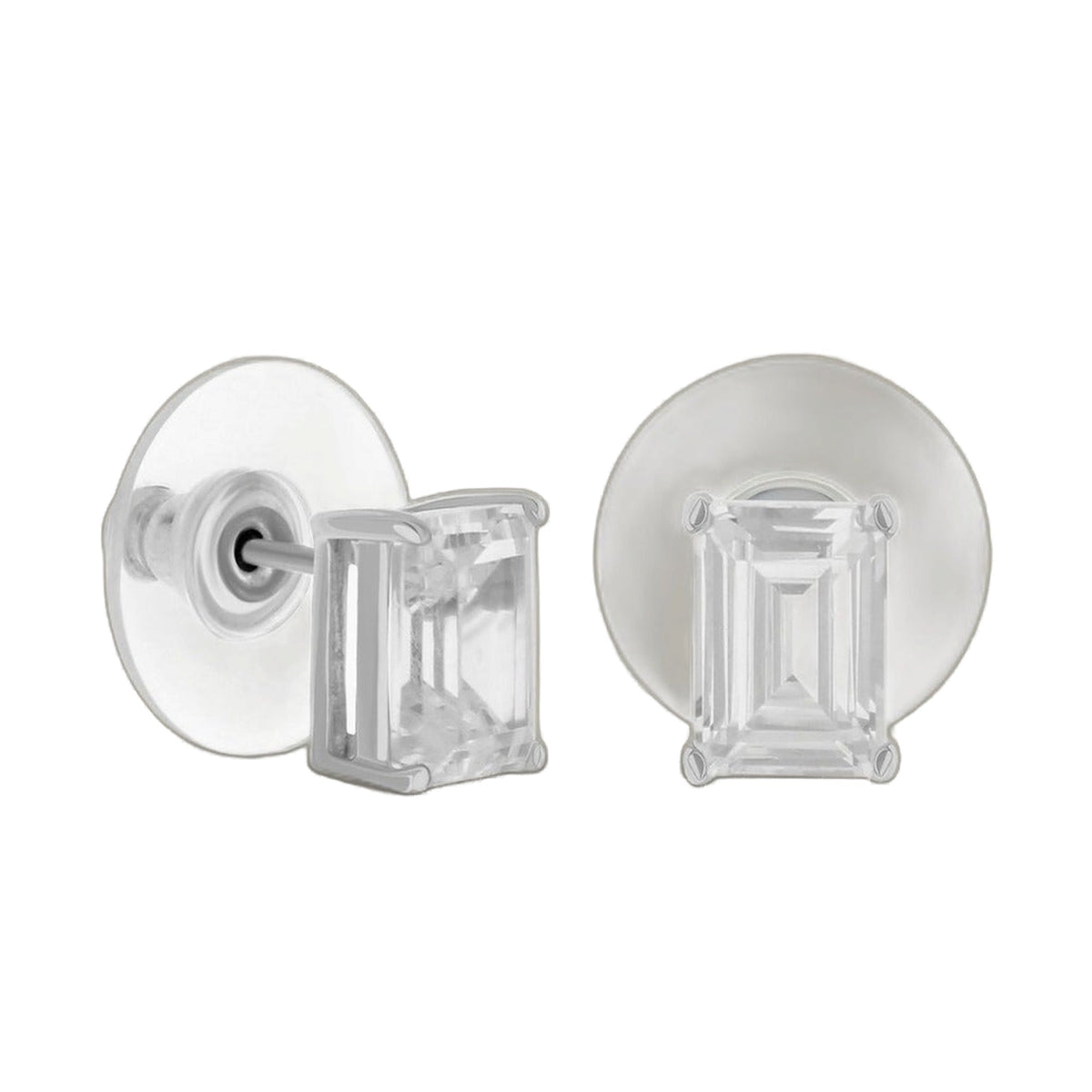925 Emerald Cut Earrings 2 Ct sterling silver studs with emerald-cut crystals by Lauren G Adams on Tampa Home & Garden Store