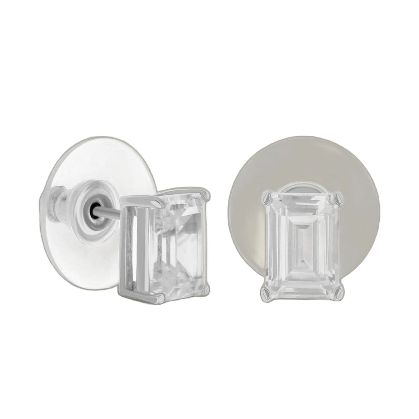 Emerald-cut stud earrings 2.8 Ct 2-pc by Lauren G Adams in 925 silver with clear stones on Tampa Home & Garden Store