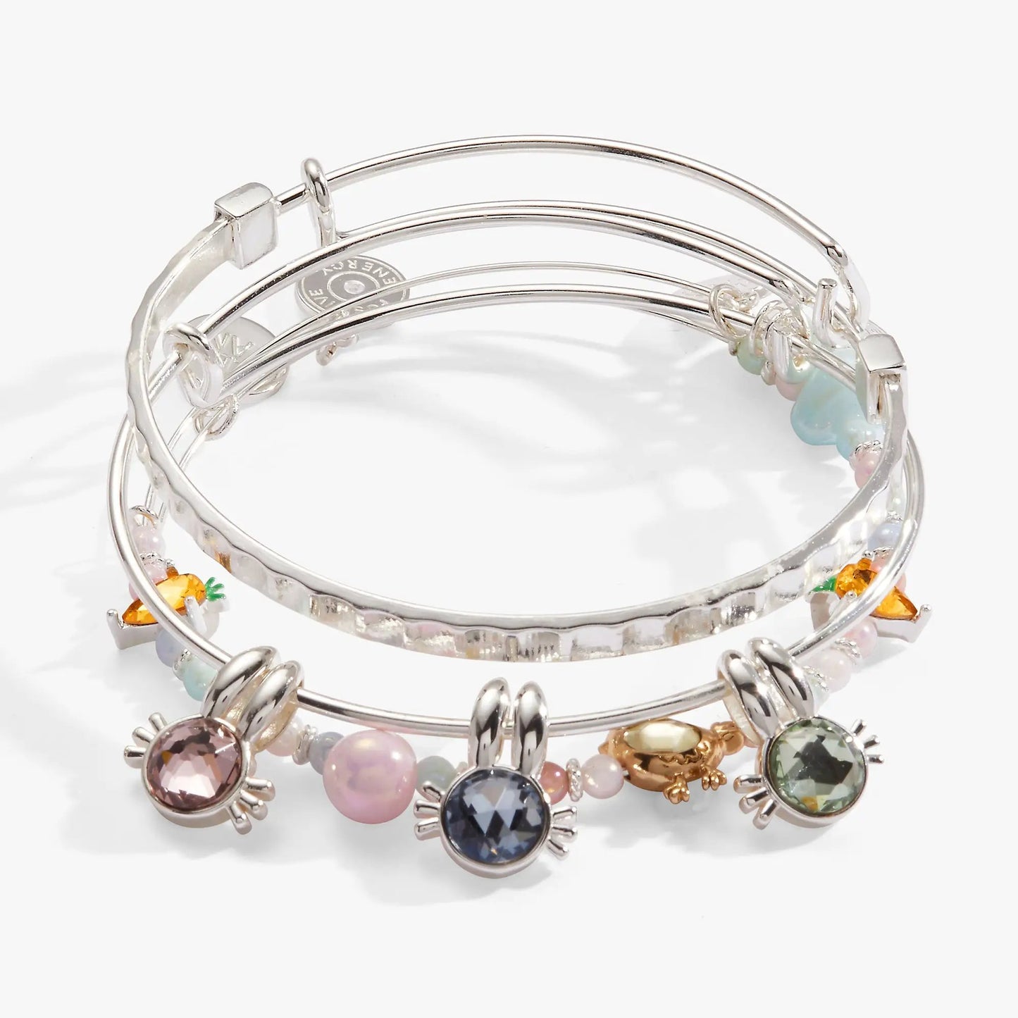 Crystal Bunny Bangles Set Of 3 With Charms