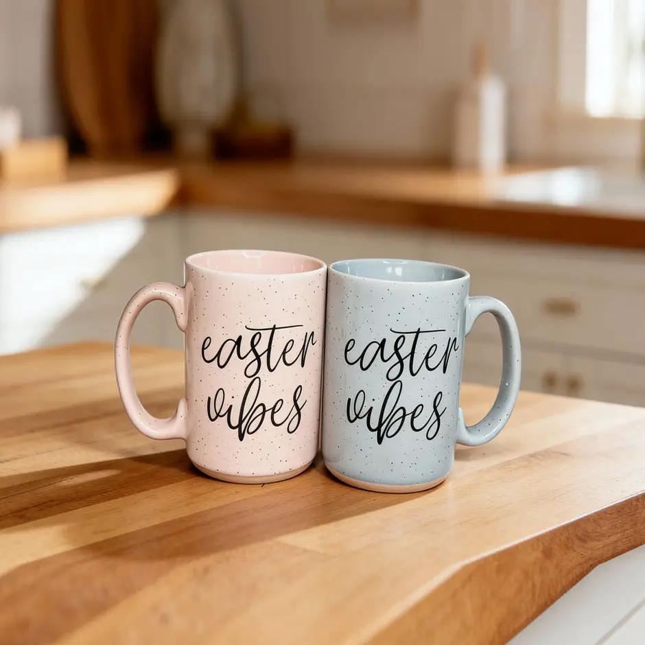 Easter Vibes Mug 16.23oz Coffee Cup Pink
