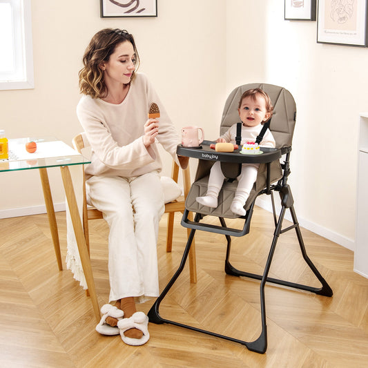 Easy Clean Compact Highchair with Removable Adjustable Tray and PU Seat Cushion - Tampa Home & Garden Store